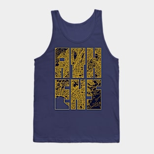 Athens, Greece City Map Typography - Gold Art Deco Tank Top
